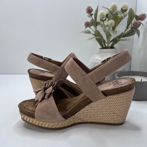 Sofft Cali Suede Floral Wedge Sandals Rose Taupe SF0078188 Women's 8.5M NWOB - Picture 6 of 10